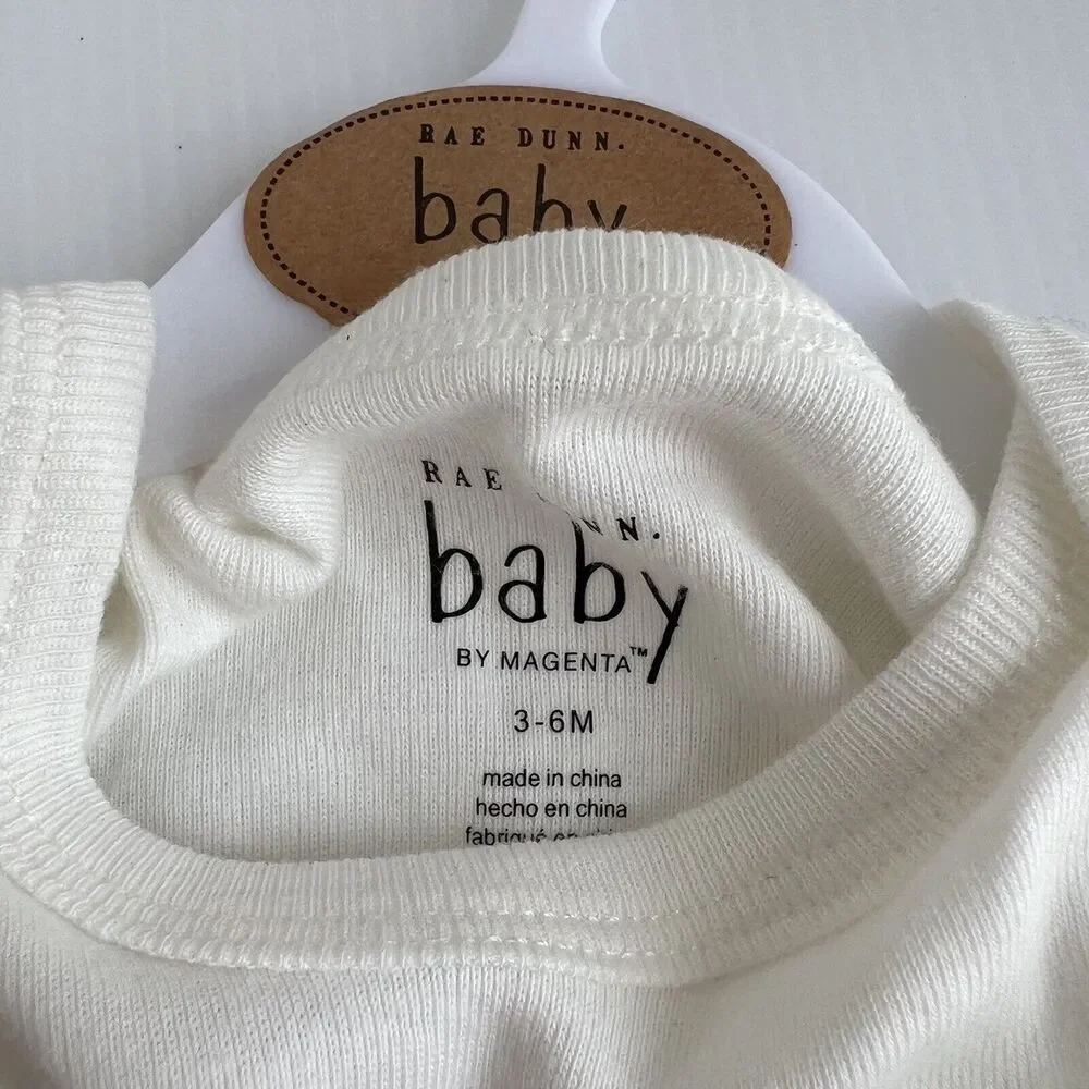 NEW Rae Dunn Baby Outfit Bodysuit Headband Pants 3-6 Months 3 Pc Easter Bunny